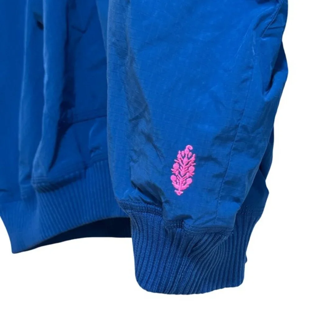 NWOT FP Movement She Fly Embroidered Anorak Jacket - Blue - Size XS